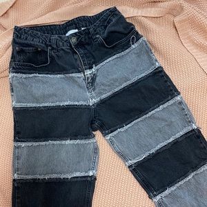 Ragged Jeans - Black and Gray Stripe